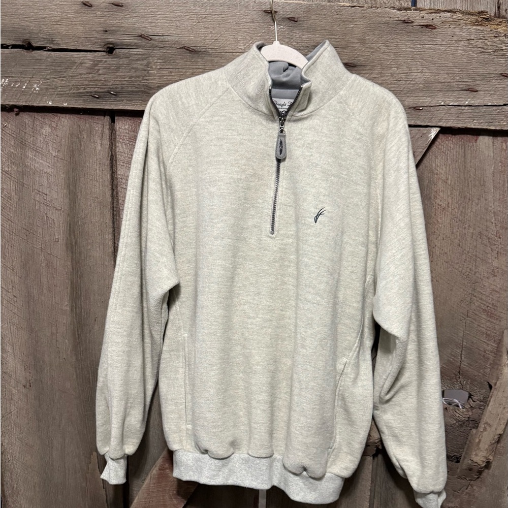 Men's Light Tan Straight Down Quarter Zip-Up Pullover